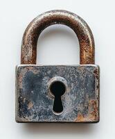 Weathered padlock symbolizing security and privacy concerns. photo