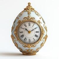 Elegant ornate clock in an egg shape showcasing artistic design. For Easter egg photo