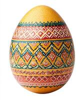 Colorful decorative egg with intricate patterns and designs For Easter egg photo