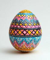 Vibrantly decorated Easter egg with intricate patterns. For Easter egg photo