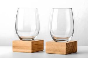 Romantic Stemless Wine two Glass Mock Up photo