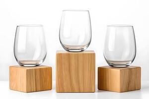 Romantic Stemless Three Wine Glass Mock Up photo