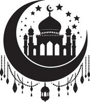 Man Praying Silhouette for Ramadan Mubarak Background vector