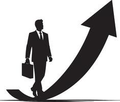 Man figure and arrow for progress development vector