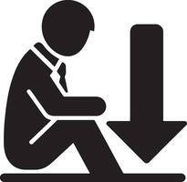 Businessman figure with descending arrow concept for reduction vector