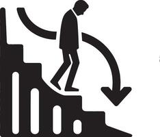 Man icon with arrow pointing down vector