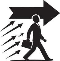 Arrow pointing forward with male figure vector