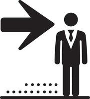 Arrow pointing right with man figure vector