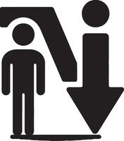 Male silhouette and downward arrow symbolizing decline vector