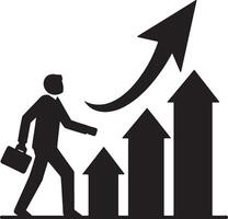 Man silhouette and arrow for positive trend design vector