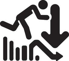 Man silhouette with downward arrow design representing decrease vector