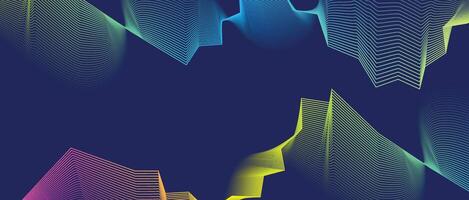 Abstract digital technology design with colorful particle lines and mesh background for futuristic web and branding design vector