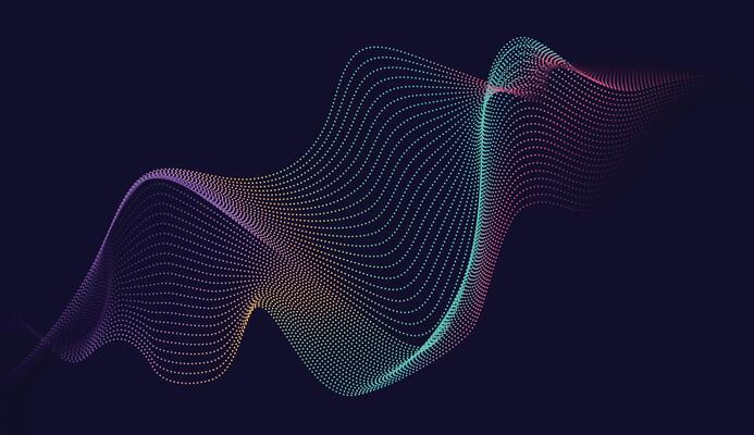 Dynamic wave design with purple and teal tones, perfect for creative digital content and tech projects