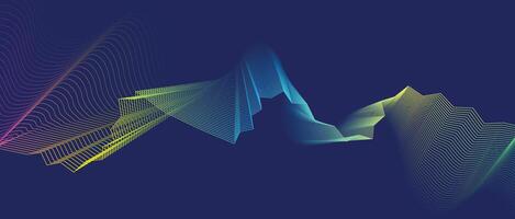 Abstract technology background with vibrant colored particle lines and mesh design for digital and creative concepts vector