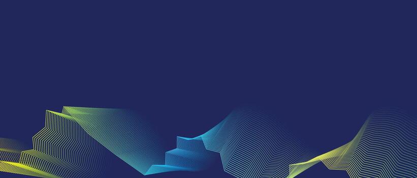 Geometric gradient wave lines of purple, blue, and yellow-green for digital technology background or web design vector