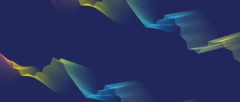 Abstract purple and blue flowing geometric lines with yellow-green gradient for futuristic web banner or poster background vector