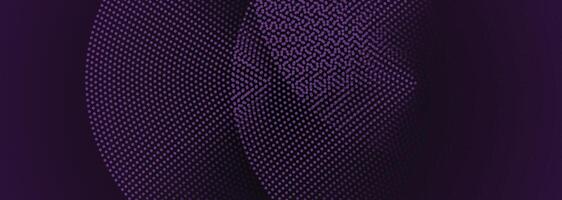 Abstract dark purple, pink gradient background with flowing geometric particles and dotted wave for digital technology and music designs vector