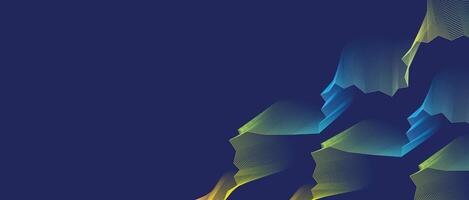 Digital abstract wave lines with gradient of blue, purple, and yellow-green for technology background, banner, or design vector