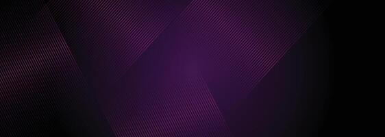 Abstract dark purple-pink glowing lines with geometric shapes and dynamic diagonal waves for digital tech design vector