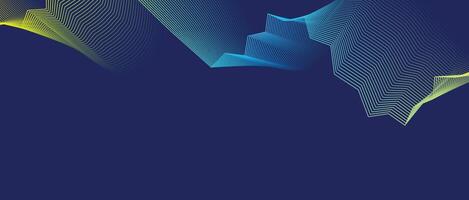 Abstract purple-blue digital gradient lines with yellow-green flow for web header, banner, or poster background design vector