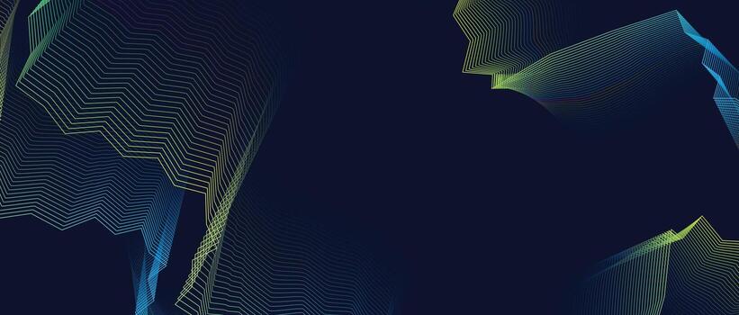 Shiny neon light curved lines with abstract dark background for dynamic digital design and futuristic web branding vector