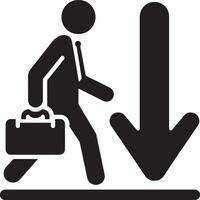 Man silhouette and downward arrow graphic vector