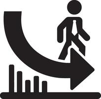 Man silhouette with arrow for decrease theme vector