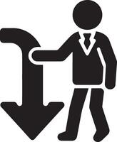 Arrow pointing down with man icon vector