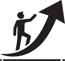 Man figure and arrow for progress and development vector