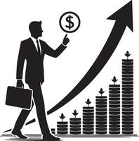 Arrow pointing up with man silhouette for success vector
