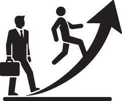 Arrow pointing up with male figure achievement vector