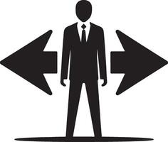 Man following arrow path silhouette vector