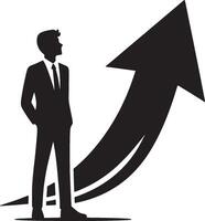 Man silhouette with arrow for success and development vector