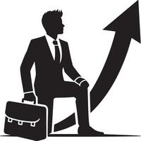 Arrow pointing up with male figure for achievement vector