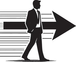 Man silhouette moving towards arrow vector