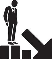 Man silhouette paired with downward arrow vector