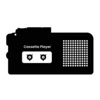Cassette Player Silhouette. Black and White Icon Design Elements on Isolated White Background vector