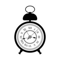 Alarm Clock with Roman Numeral Silhouette Silhouette. Black and White Icon Design Elements on Isolated White Background vector
