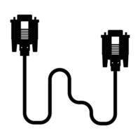 VGA Cable Silhouette. Black and White Icon Design Elements on Isolated White Background vector