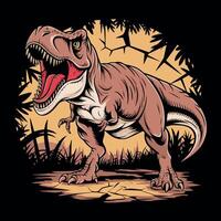 A t - rex dinosaur is standing in the jungle vector
