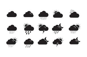Dark Solid Weather Icons Collection for Forecast vector