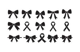 Elegant Black Ribbon Bow Set Bundle vector