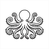 Single one line octopus silhouette on white background vector