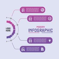 Professional business modern infographic template with 4 steps, colored gradations of blue and purple isolated on clean background vector