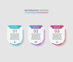 Colorful half circular timeline steps infographic template design, three steps modern circular infographic with minimalist style. vector