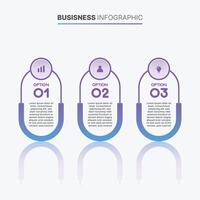 Modern and simple business infographic template with 3 steps, colored gradations of soft blue and purple isolated on a clean background vector