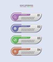 Timeline steps infographic template design combination of rectangular shapes and colorful circles, four steps modern infographic combination of rectangular shapes and circles with minimalist style. vector