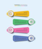 Timeline steps infographic template design combination of rectangular shapes and colorful circles, four steps modern infographic combination of rectangular shapes and circles with minimalist style vector