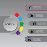 Professional business modern infographic template with 5 steps, colorful isolated on clean background vector