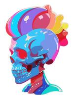 Bright glossy skull with mohawk. isolated illustration vector